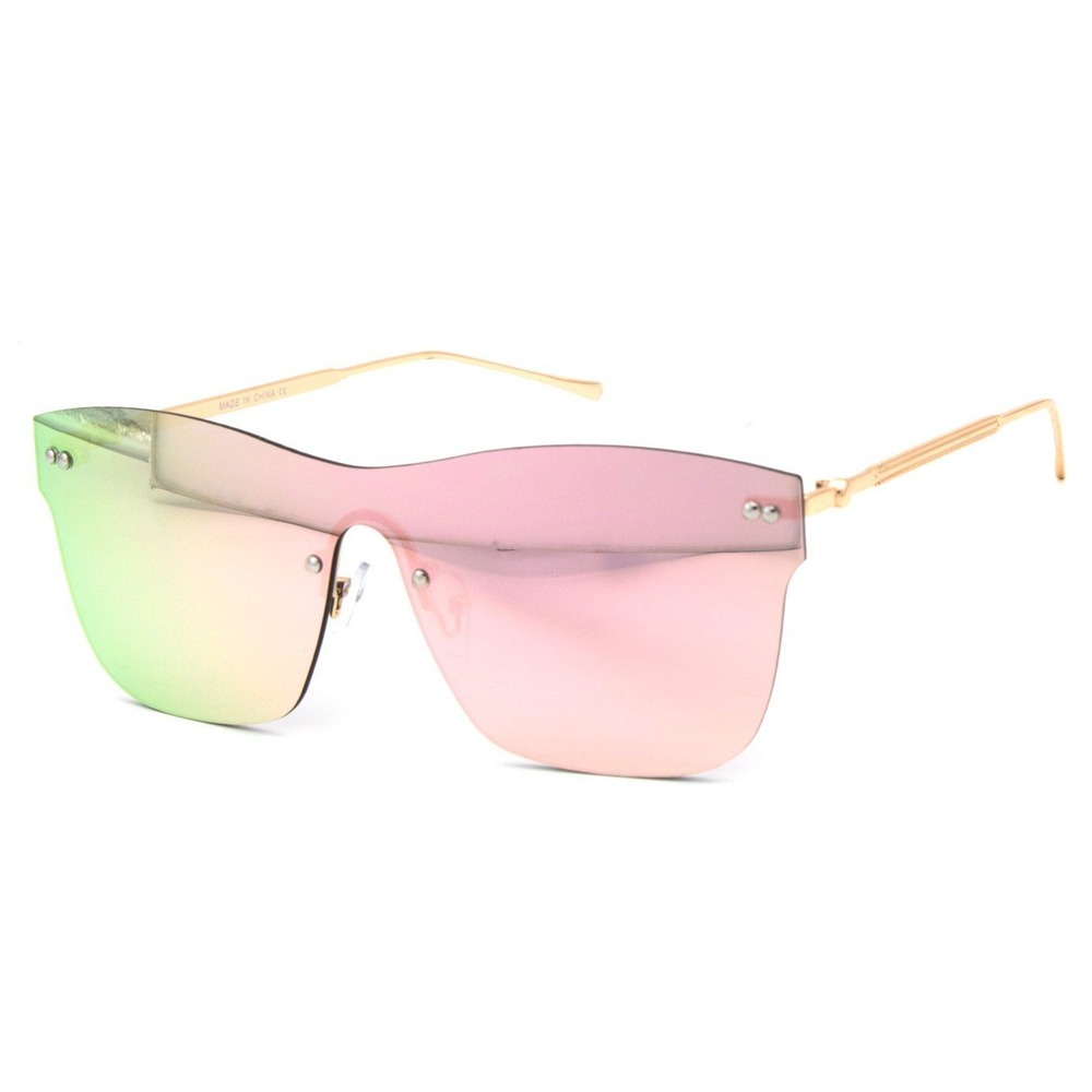 Rimless Sunglasses Women‎ Fashion Mirrored Lens Shield Visor Sunglasses Lentes